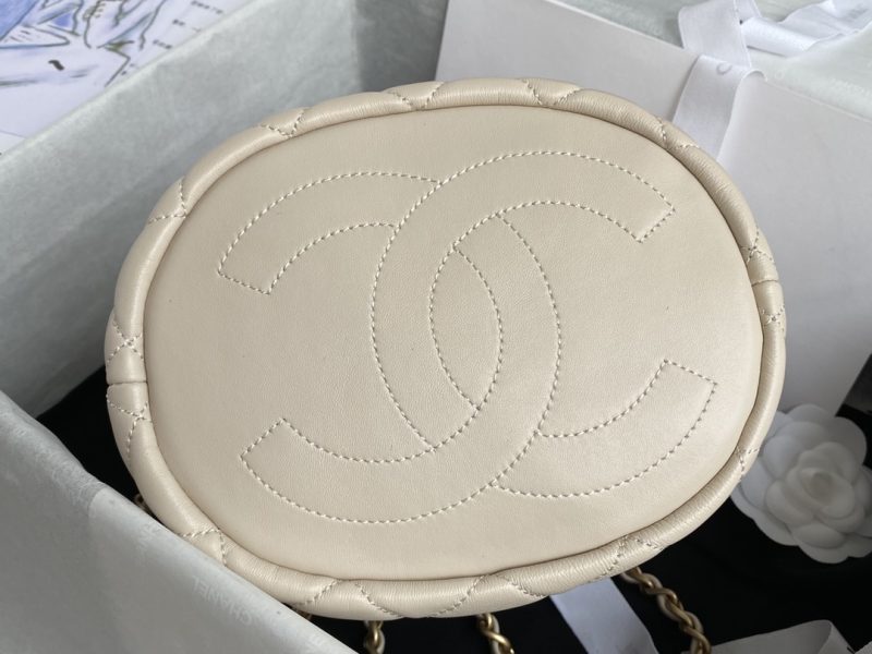 Vintage drawstring button bucket bag-8